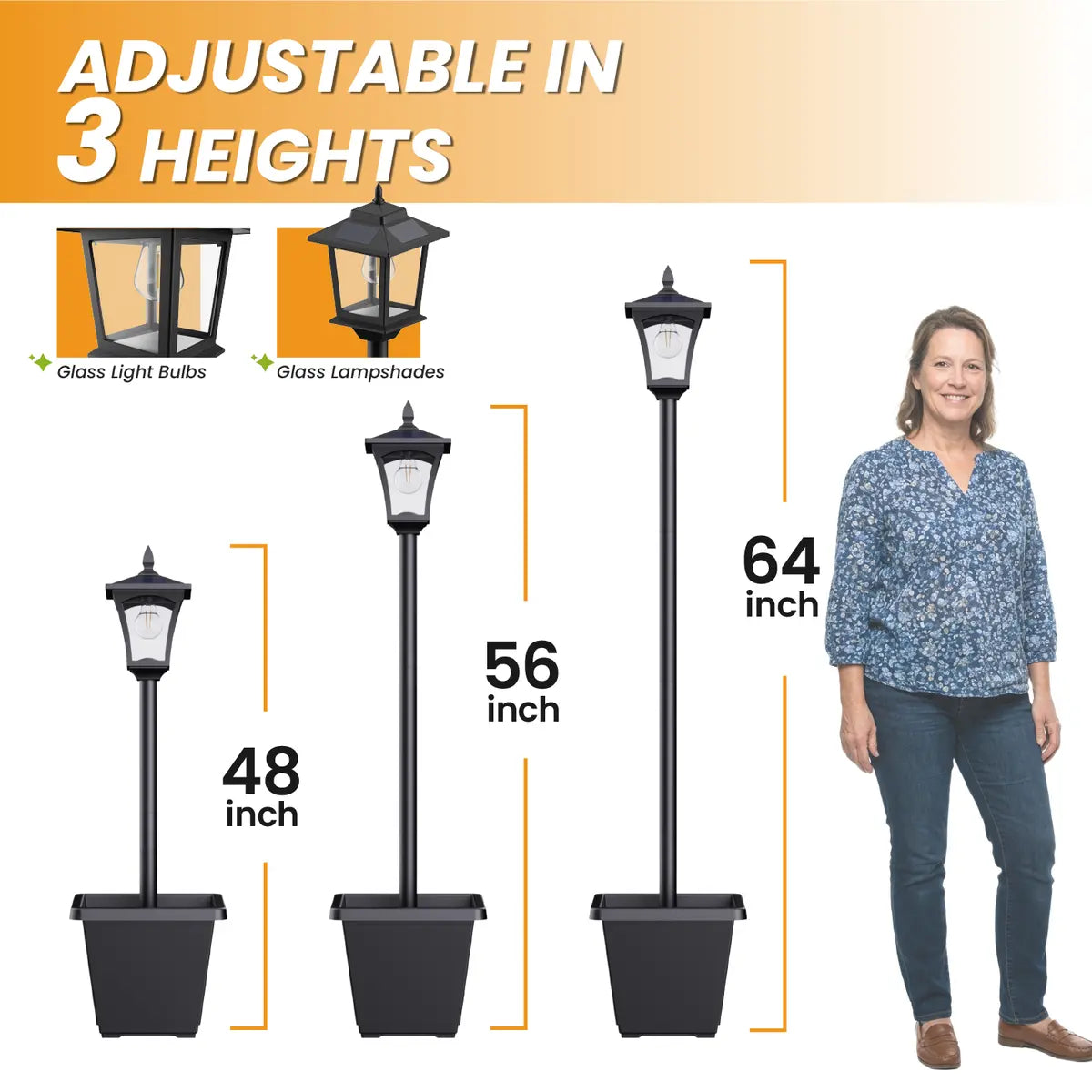 Outdoor Solar Lamp Post with Planter, Waterproof Garden Light