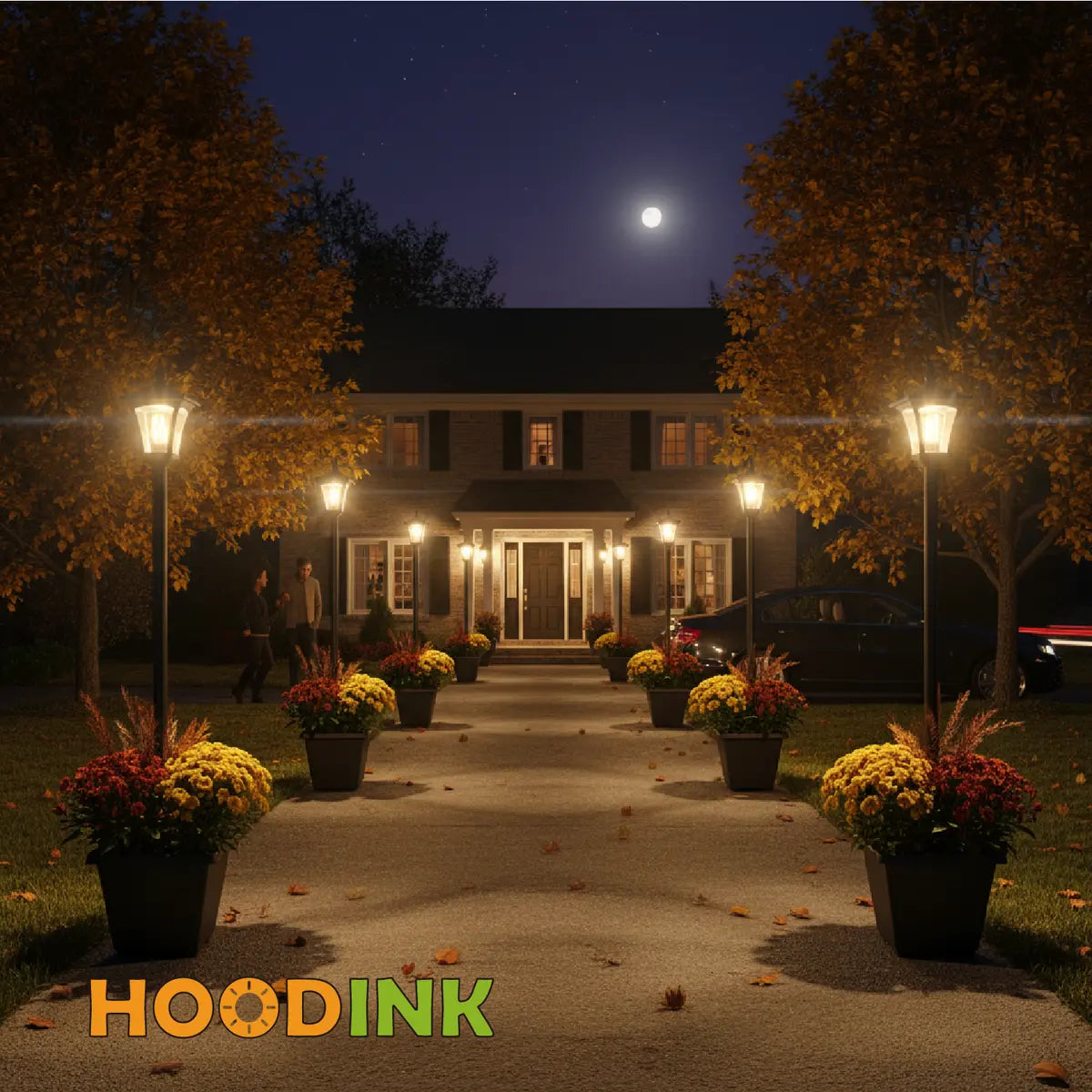 Outdoor Solar Lamp Post with Planter, Waterproof Garden Light
