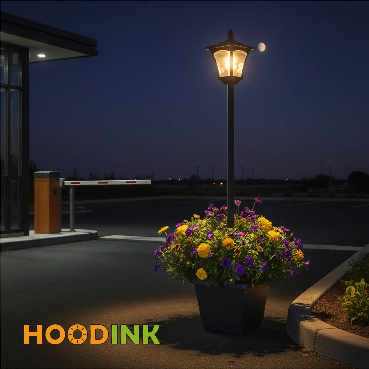 Outdoor Solar Lamp Post with Planter, Waterproof Garden Light