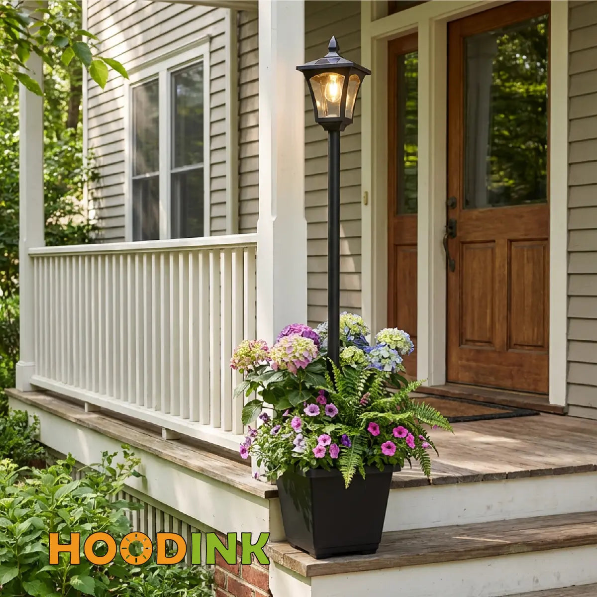 Outdoor Solar Lamp Post with Planter, Waterproof Garden Light